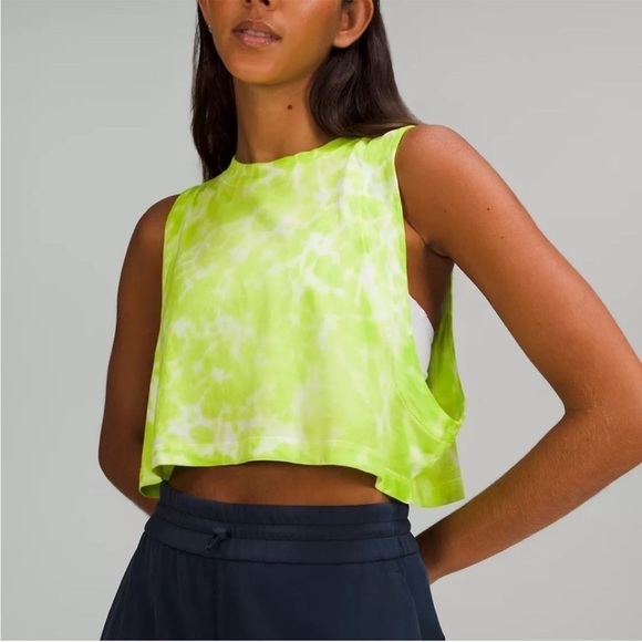lululemon All Yours Crop Tank Tie Dye Eccentric Green - Picture 1 of 12